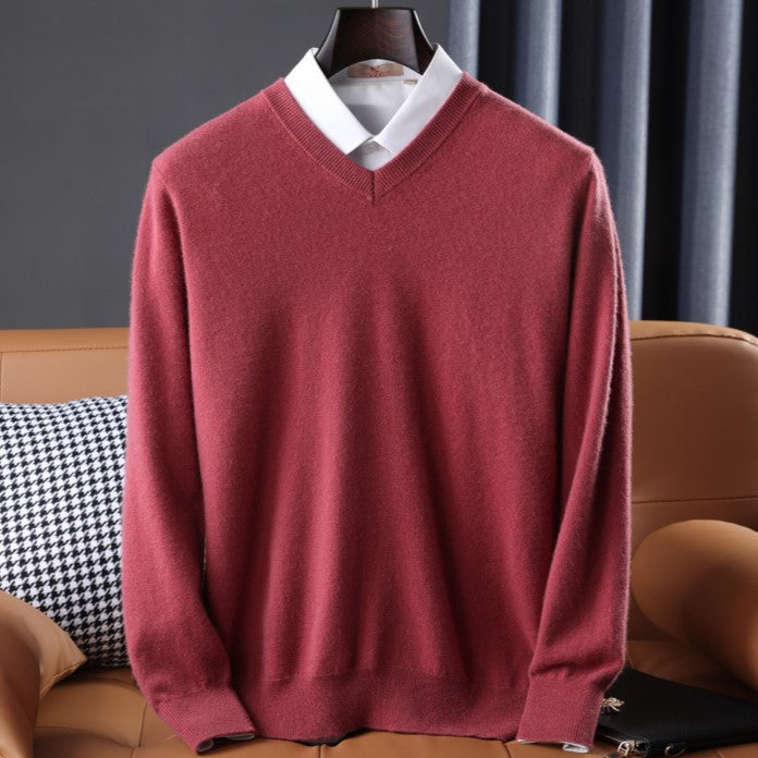 Vienna Cashmere Sweater for Men - Ultra-Soft V-Neck Knit in 7 Colors