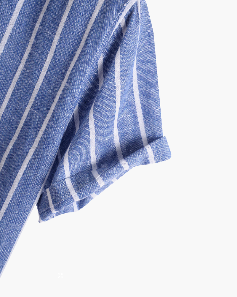 Men's Sailor Striped Polo Shirt with Open Collar, Nautical Casual Polo