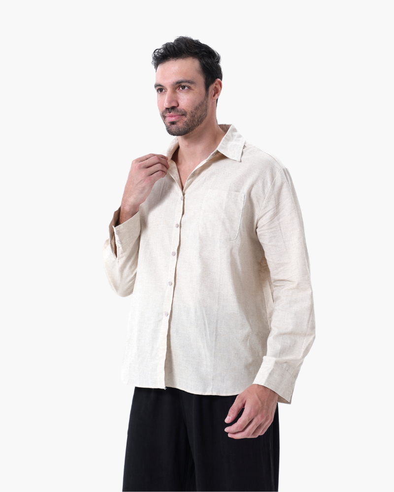 Men's Two-Piece Button-Front Shirt and Drawstring Pants Set, Casual Matching Outfit