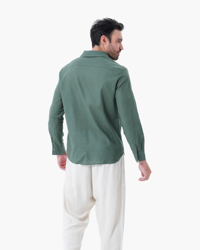 Men's Two-Piece Button-Front Shirt and Drawstring Pants Set, Casual Matching Outfit