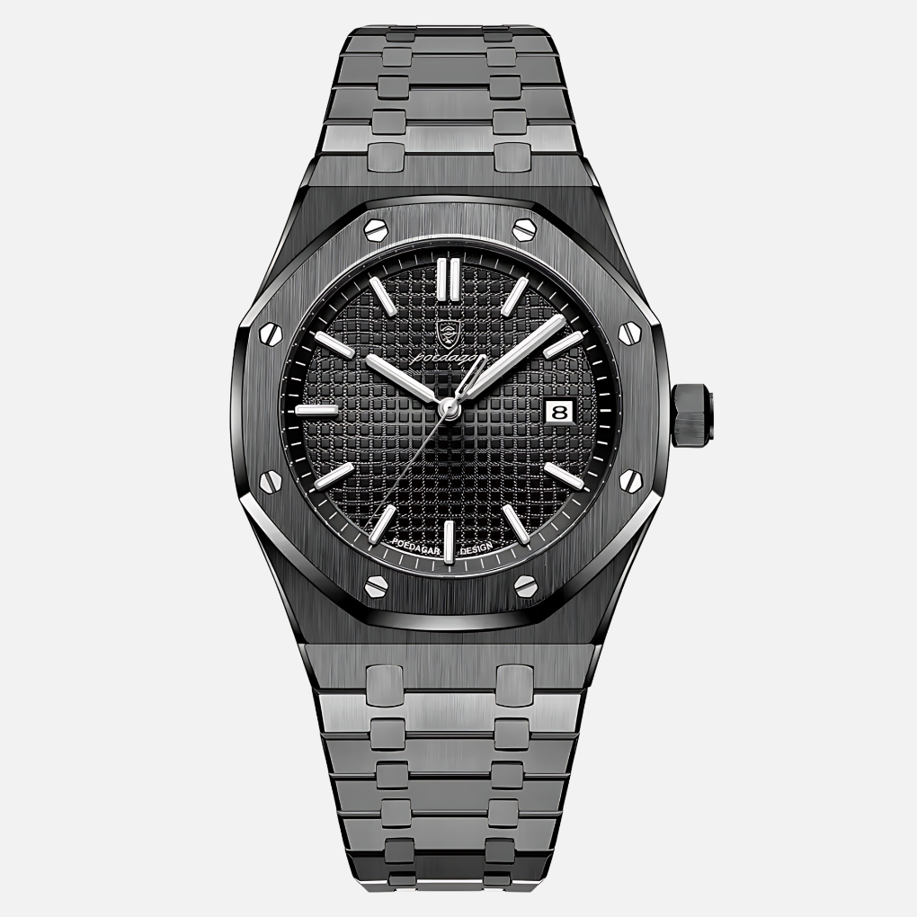 Men's Stainless Steel Watch, Classic Quartz Dress Watch with Roman Numerals