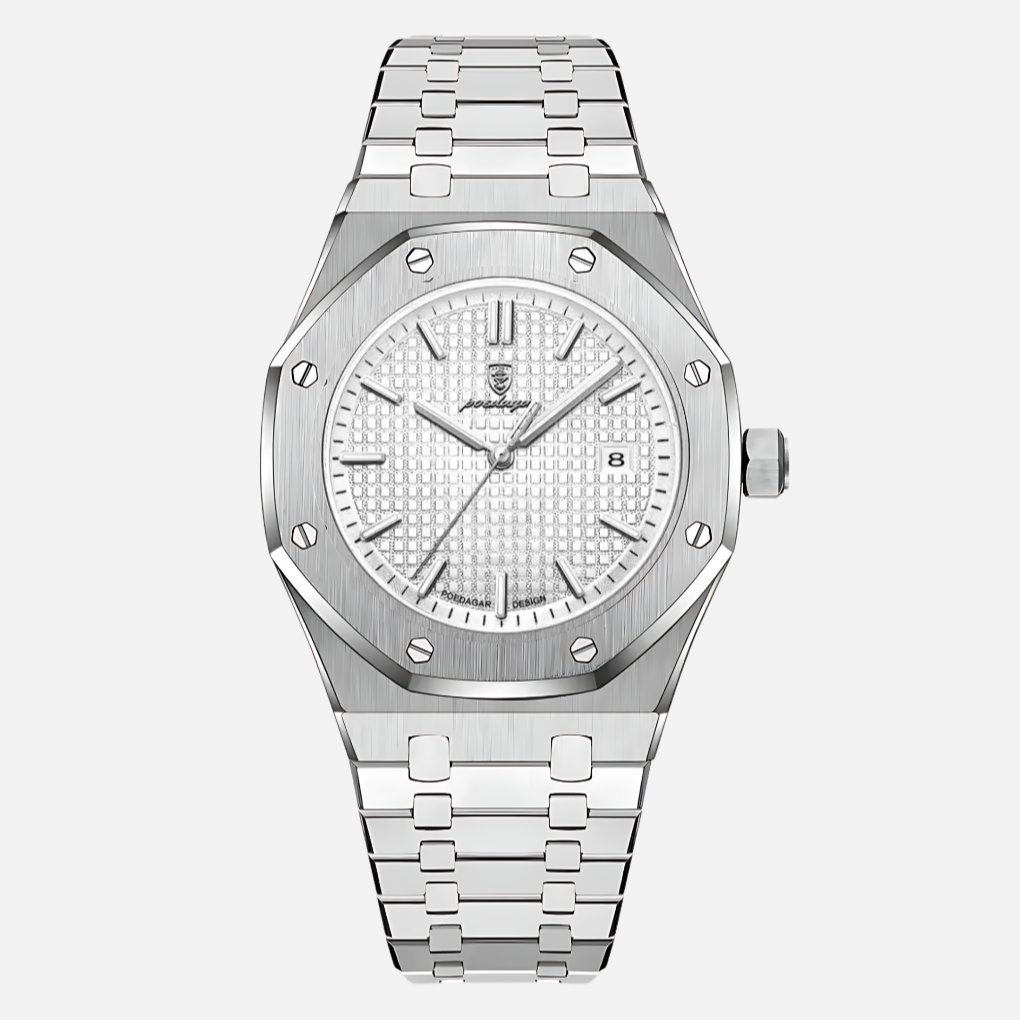 Men's Stainless Steel Watch, Classic Quartz Dress Watch with Roman Numerals