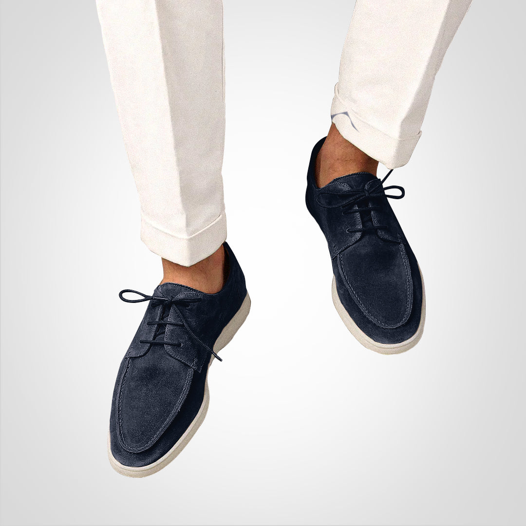 Men's Lace-Up Loafers with Contrast Sole, Casual Boat Shoe Style