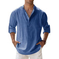 Men's Long Sleeve Henley Shirt - Relaxed Fit Button Neckline Tee