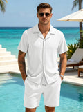 Men's Two Piece Shorts Set - Short Sleeve Shirt & Drawstring Shorts