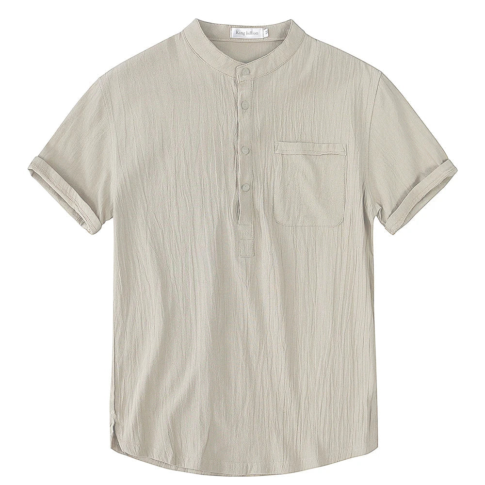 Men's Short Sleeve Henley Shirt with Chest Pocket, Lightweight Casual Fit