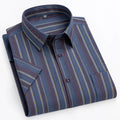 Men's Striped Short Sleeve Shirt with Chest Pocket, Breathable Summer Fit
