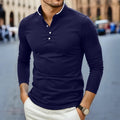 Men's Long Sleeve Stand Collar Shirt - Stretch Fabric Slim Fit Tee