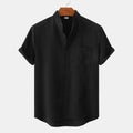 Men's Collarless Summer Shirt, Casual Button-Front Shirt