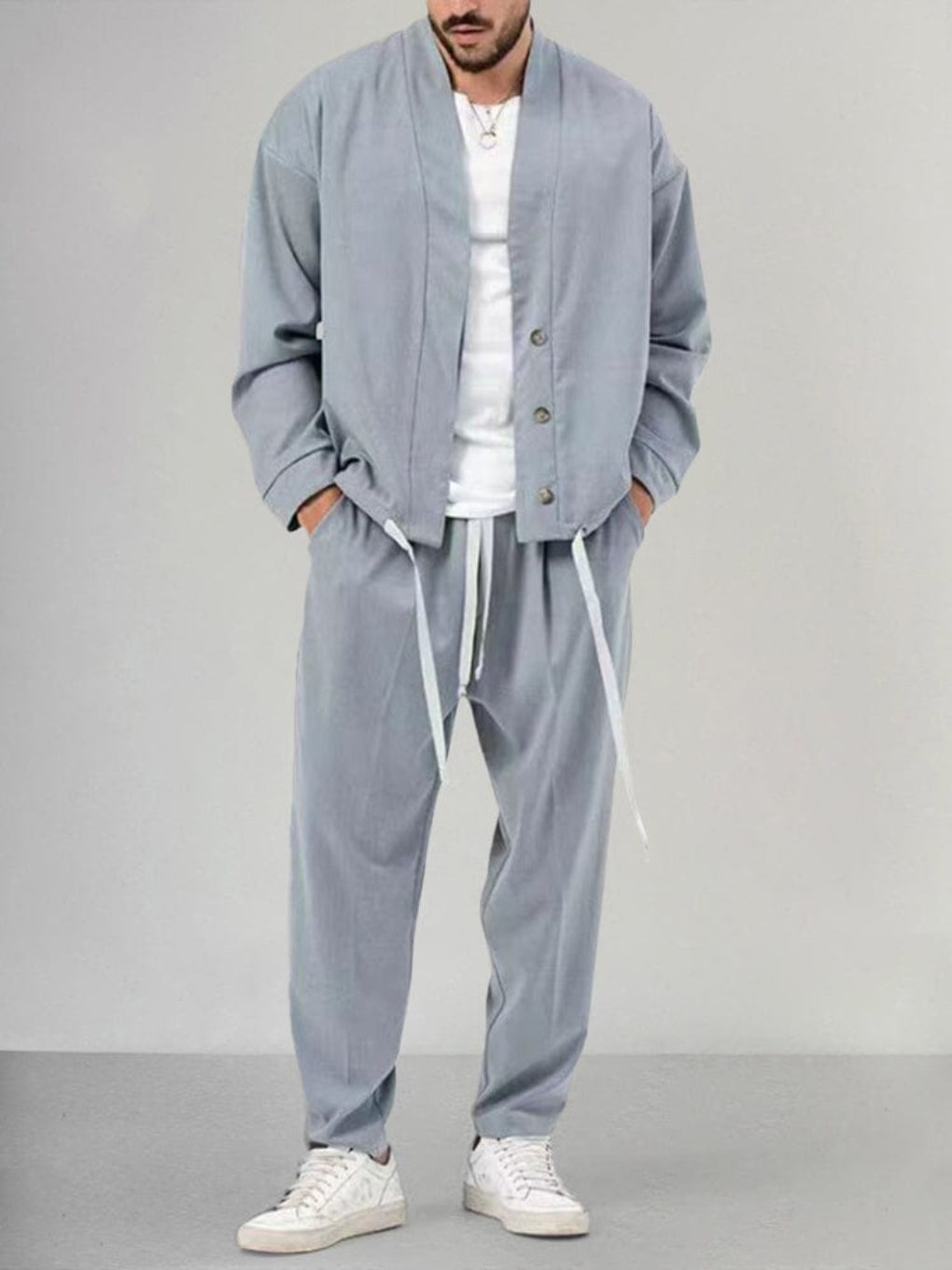 Men's 2-Piece Lounge Set, Matching Knit Top and Pants