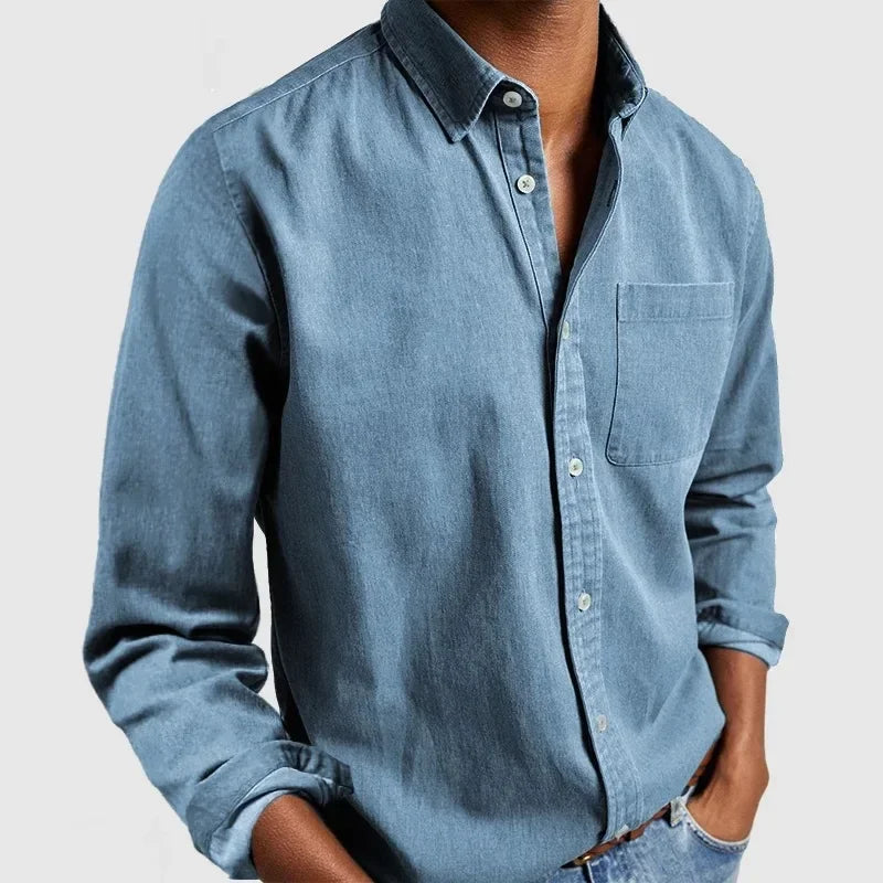 Men's Military-Style Button-Up Shirt - Breathable Casual Cotton Shirt