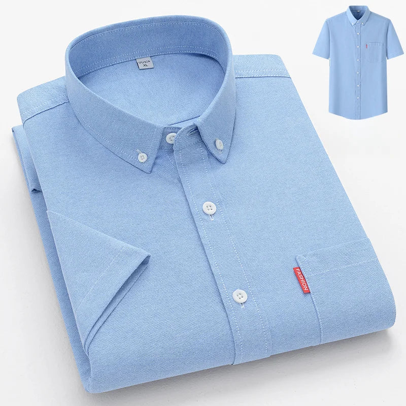 Men's Lightweight Summer Shirt with Button-Down Collar, Breathable Casual Fit