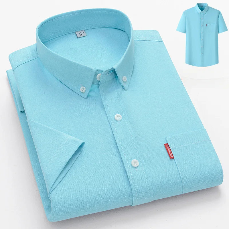 Men's Lightweight Summer Shirt with Button-Down Collar, Breathable Casual Fit