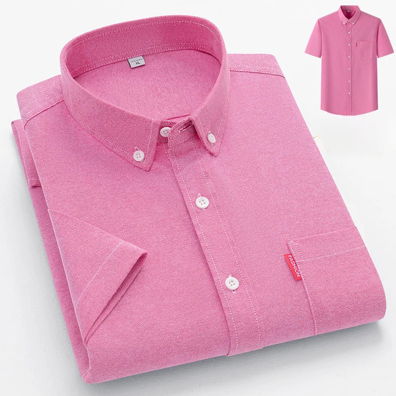 Men's Lightweight Summer Shirt with Button-Down Collar, Breathable Casual Fit
