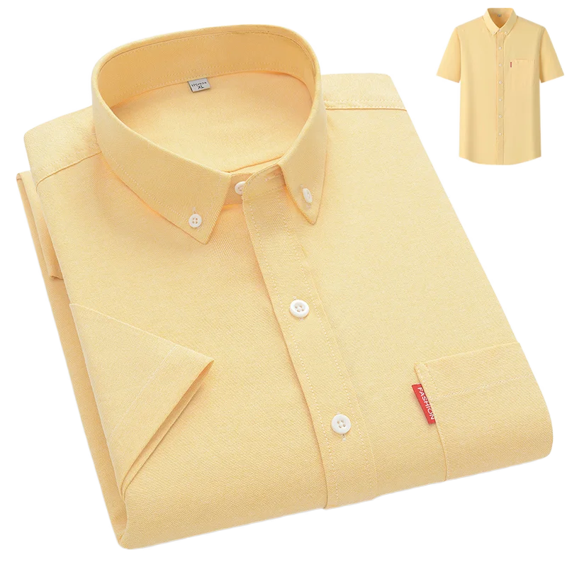 Men's Lightweight Summer Shirt with Button-Down Collar, Breathable Casual Fit
