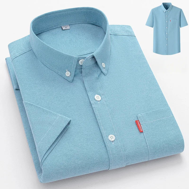 Men's Lightweight Summer Shirt with Button-Down Collar, Breathable Casual Fit