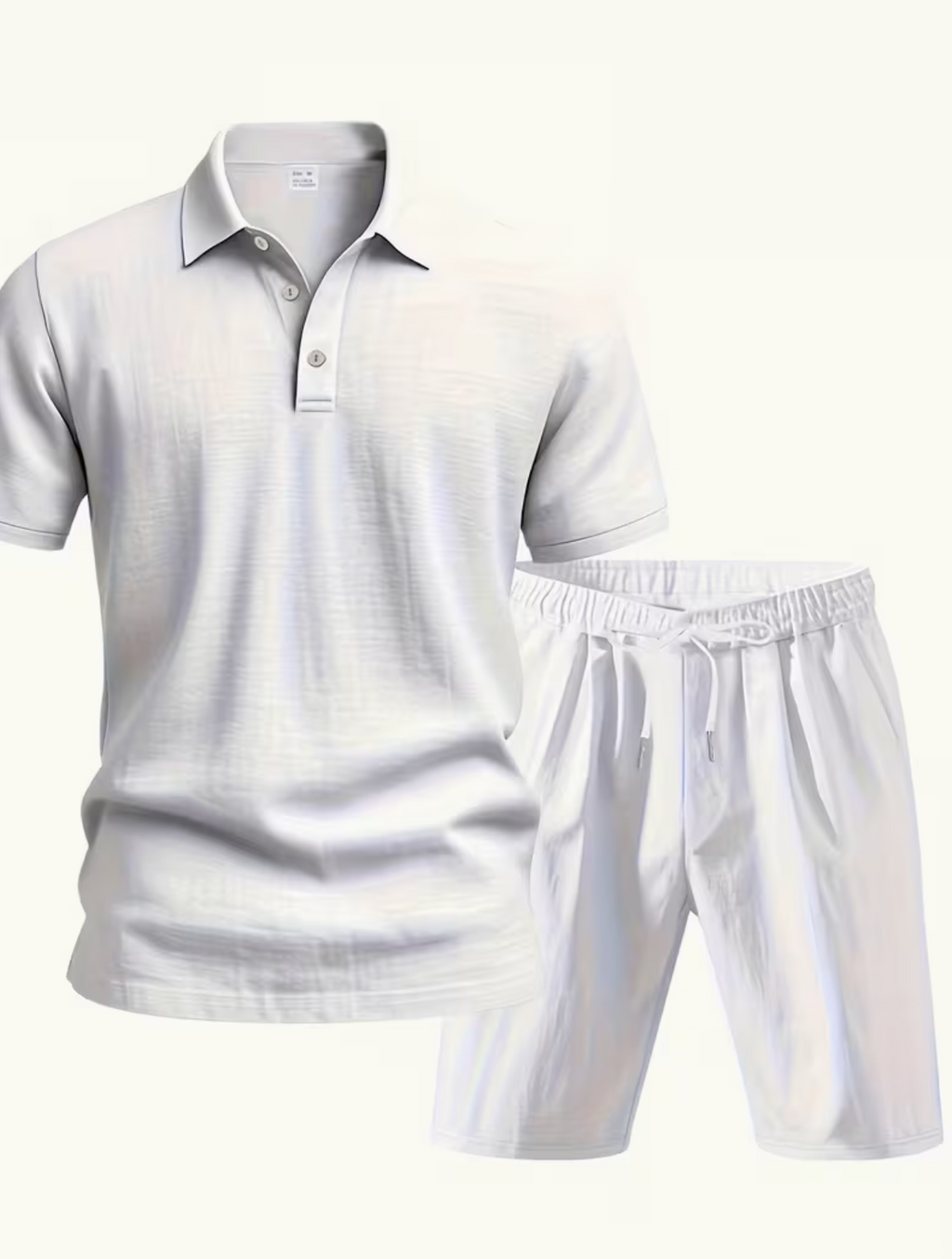 Men's Polo Shirt and Shorts Set with Adjustable Waist, Matching Summer Outfit