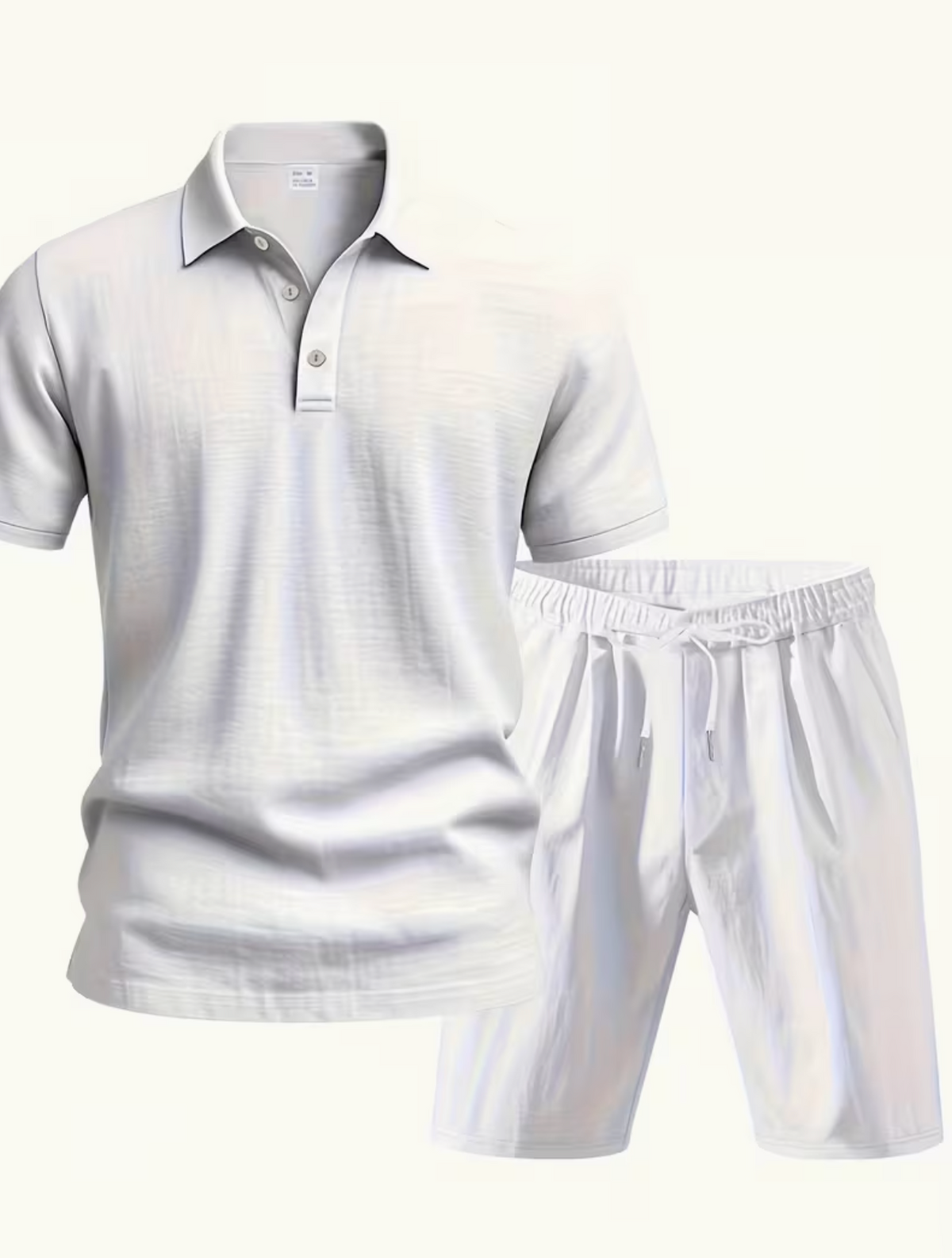 Men's Polo Shirt and Shorts Set with Adjustable Waist, Matching Summer Outfit