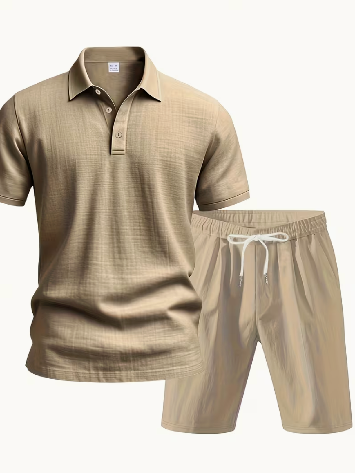 Men's Polo Shirt and Shorts Set with Adjustable Waist, Matching Summer Outfit