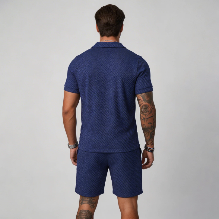 Men's Two-Piece Summer Set - Polo Shirt and Shorts Matching Outfit