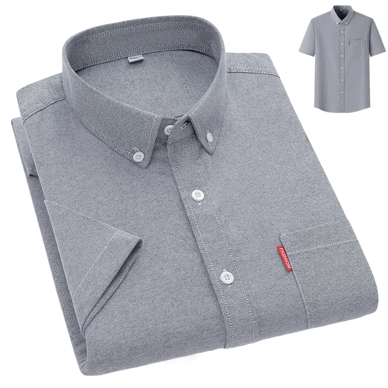Men's Lightweight Summer Shirt with Button-Down Collar, Breathable Casual Fit