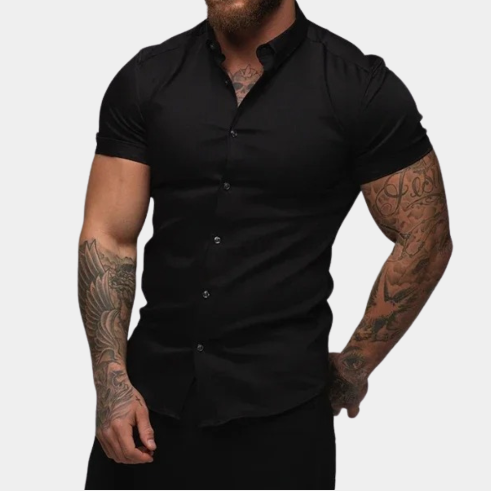 Men's Short Sleeve Button-Down Shirt | Casual Fitted Cut