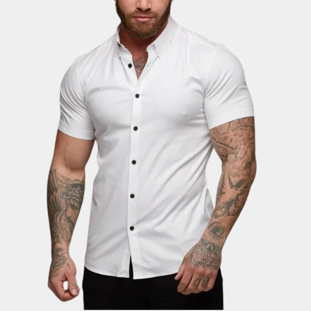 Men's Short Sleeve Button-Down Shirt | Casual Fitted Cut