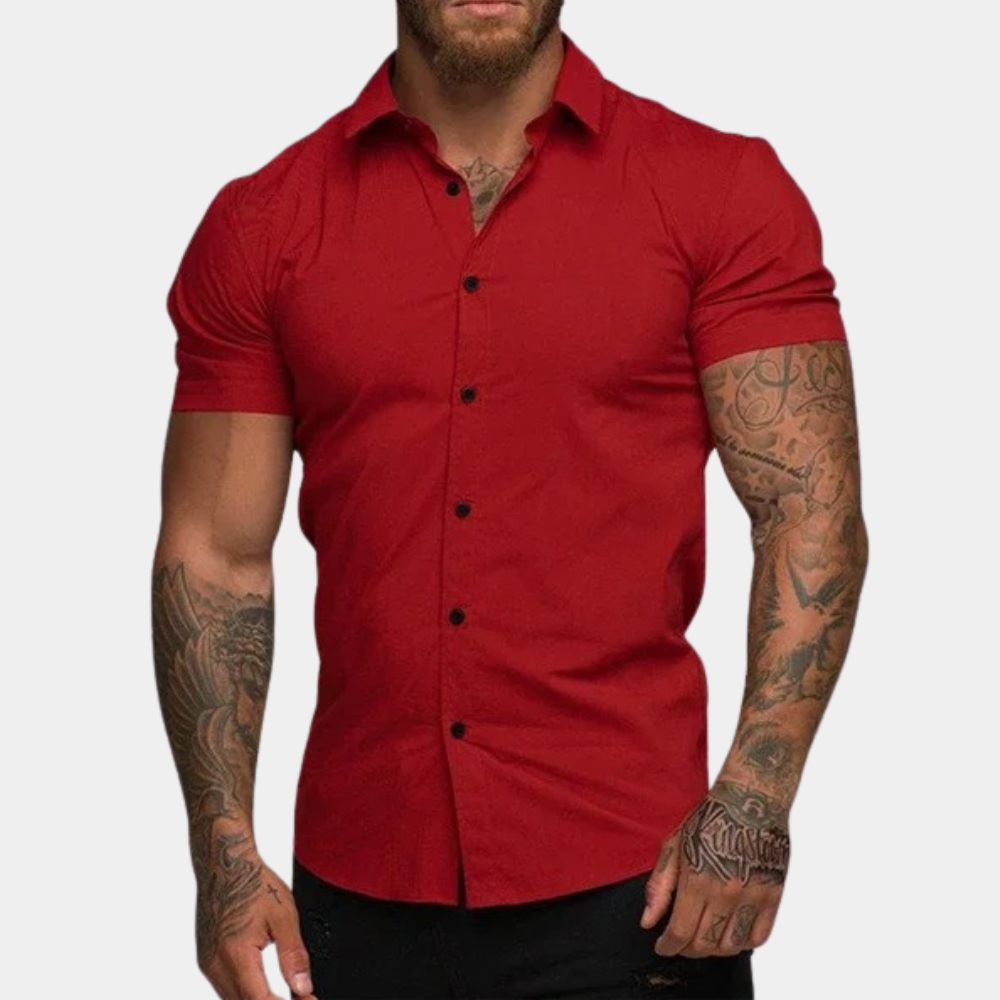 Men's Short Sleeve Button-Down Shirt | Casual Fitted Cut