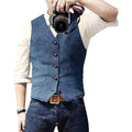 Men's Denim Vest, Button-Up Sleeveless Jacket with Chest Pockets