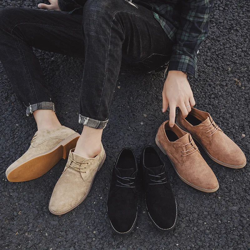 Men's Suede Oxford Shoes, Classic Lace-Up Dress Shoes