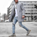 Men's Mid-Length Coat with Lapel Collar for Fall & Winter