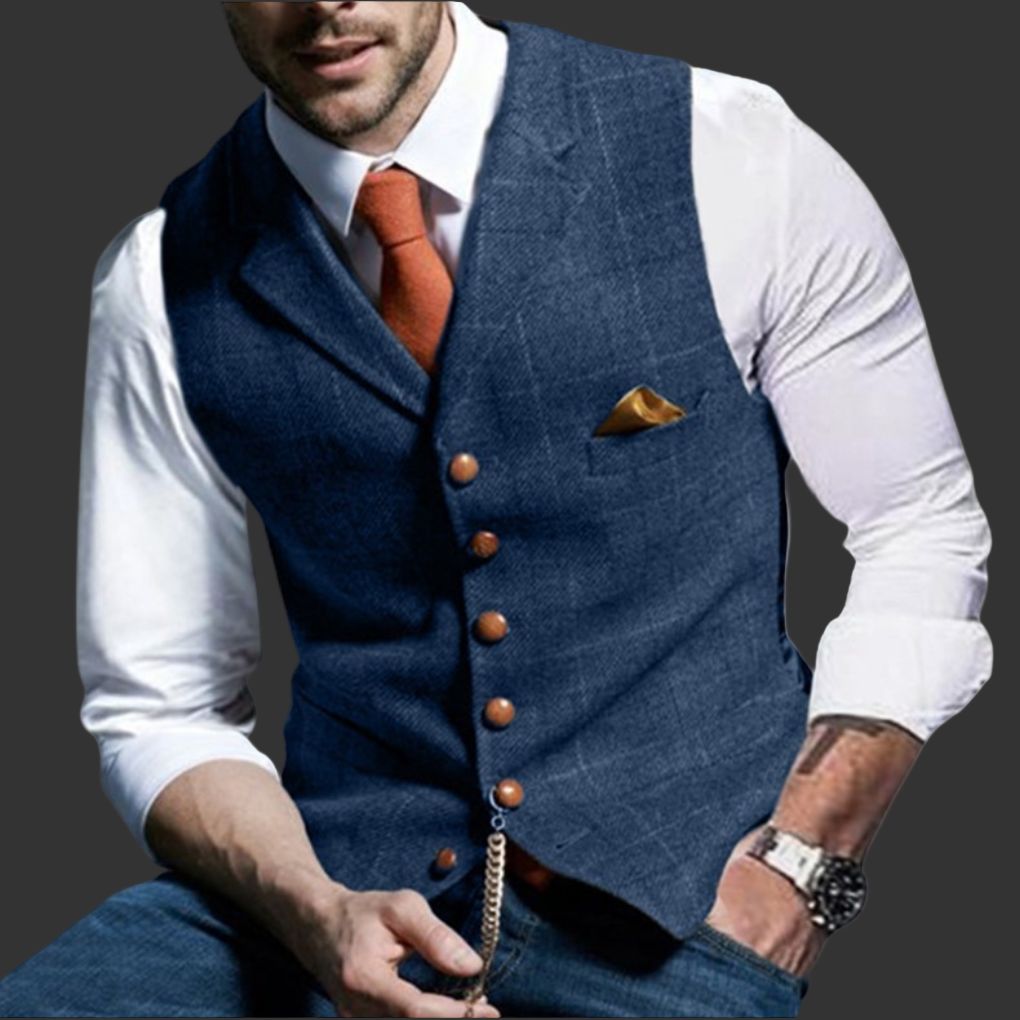 Men's Formal Vest - Double-Breasted Waistcoat with V-Neck