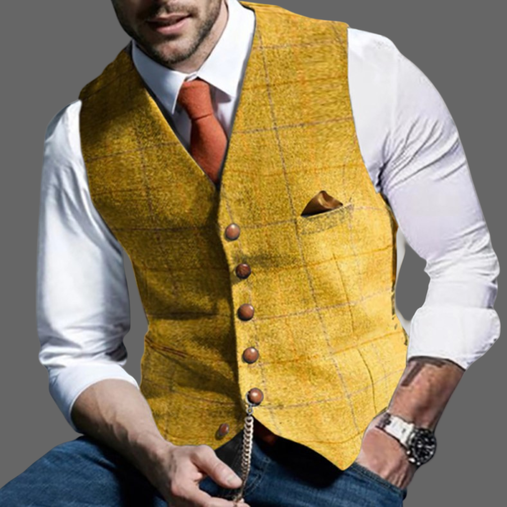 Men's Formal Vest - Double-Breasted Waistcoat with V-Neck