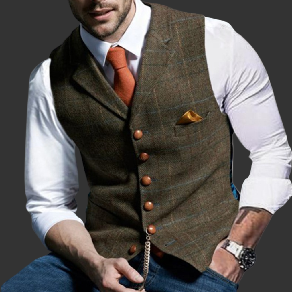 Men's Formal Vest - Double-Breasted Waistcoat with V-Neck
