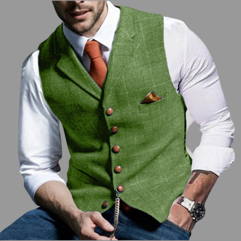 Men's Formal Vest - Double-Breasted Waistcoat with V-Neck