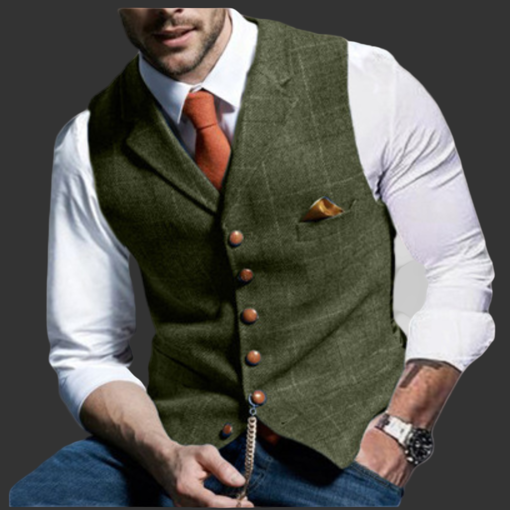 Men's Formal Vest - Double-Breasted Waistcoat with V-Neck