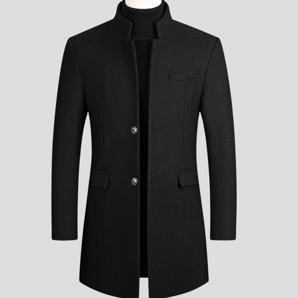 Men's Wool Blend Overcoat | Longline Notch Lapel Coat
