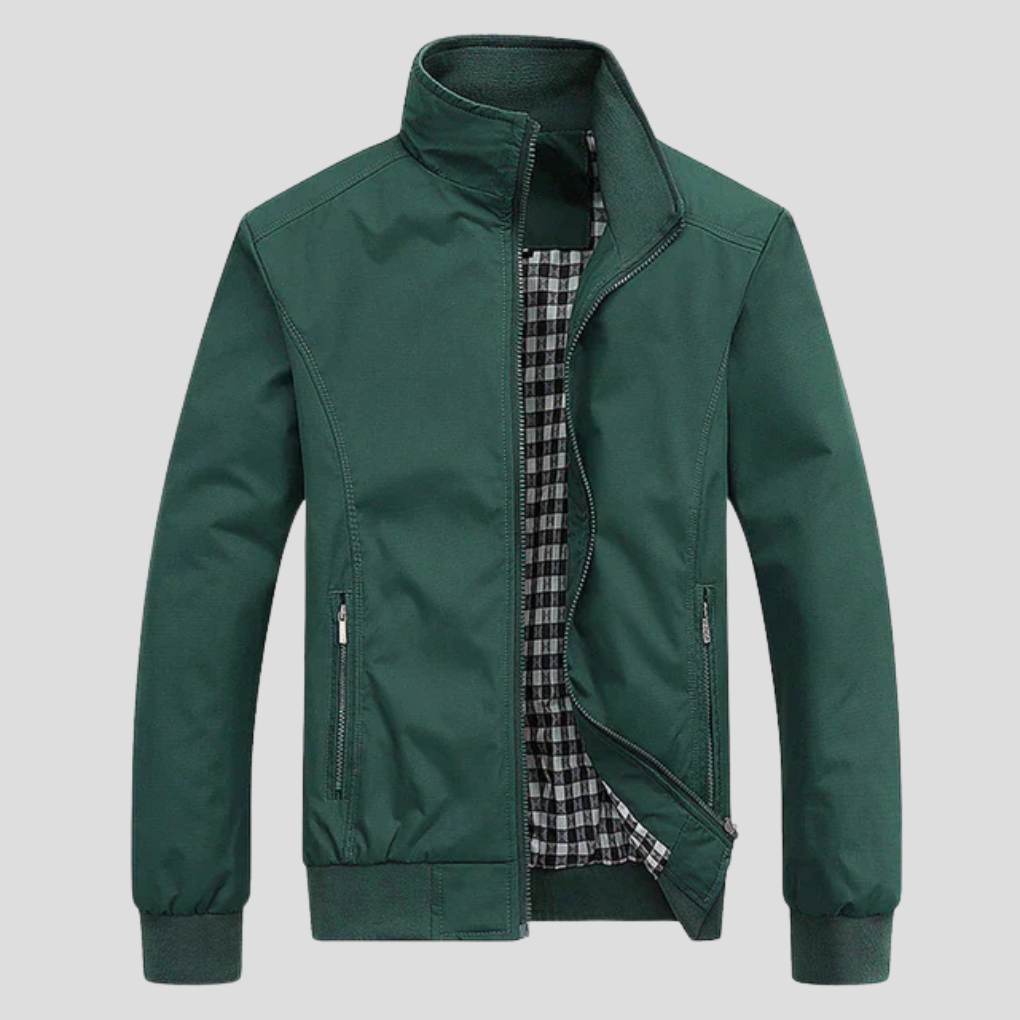 Men's Wind-Resistant Jacket, Lightweight Zip Jacket with High Collar