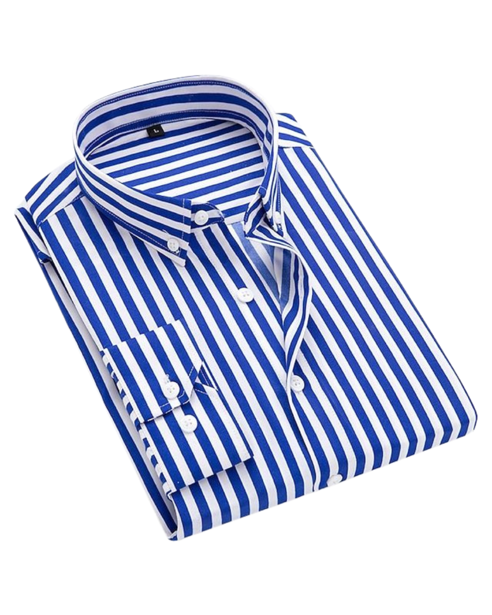 Men's Striped Summer Shirt with Button-Down Collar, Short Sleeve Casual Cotton Shirt