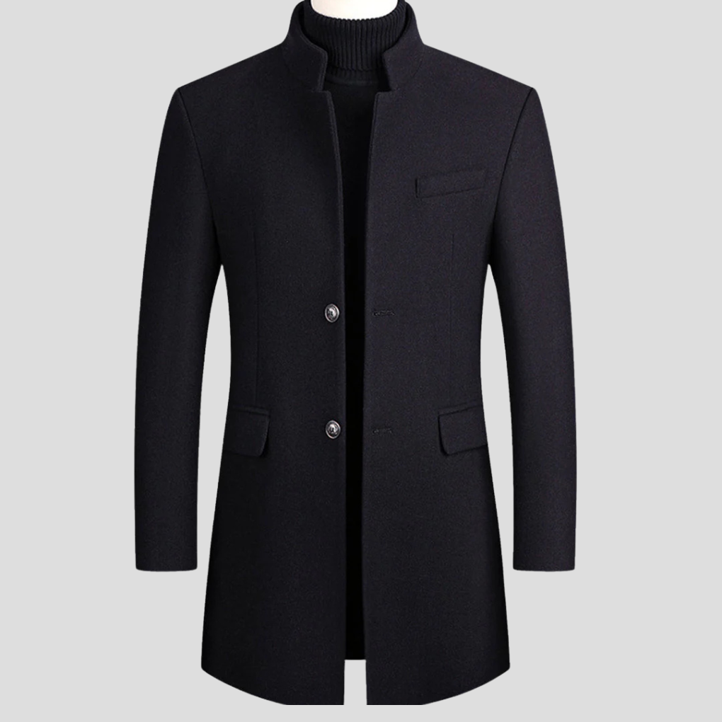 Men's Wool Blend Overcoat | Longline Notch Lapel Coat