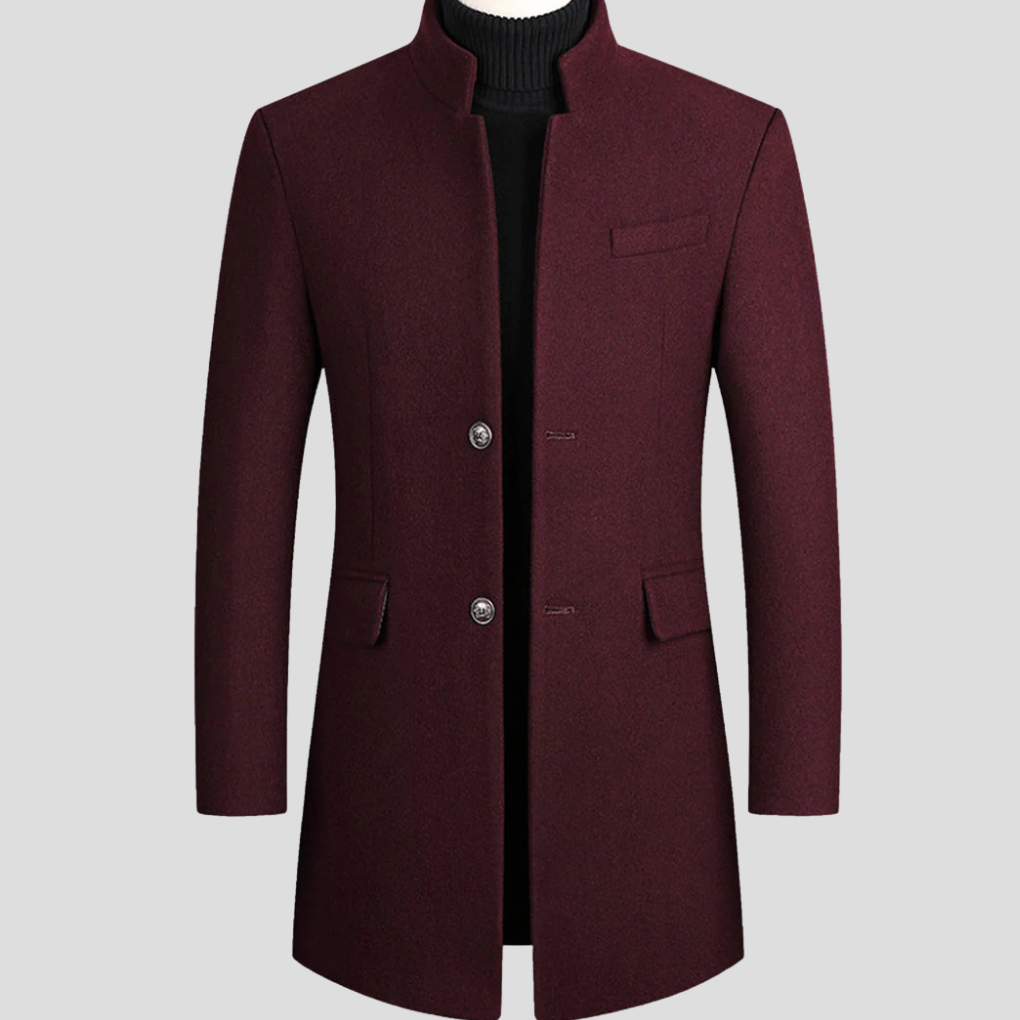 Men's Wool Blend Overcoat | Longline Notch Lapel Coat