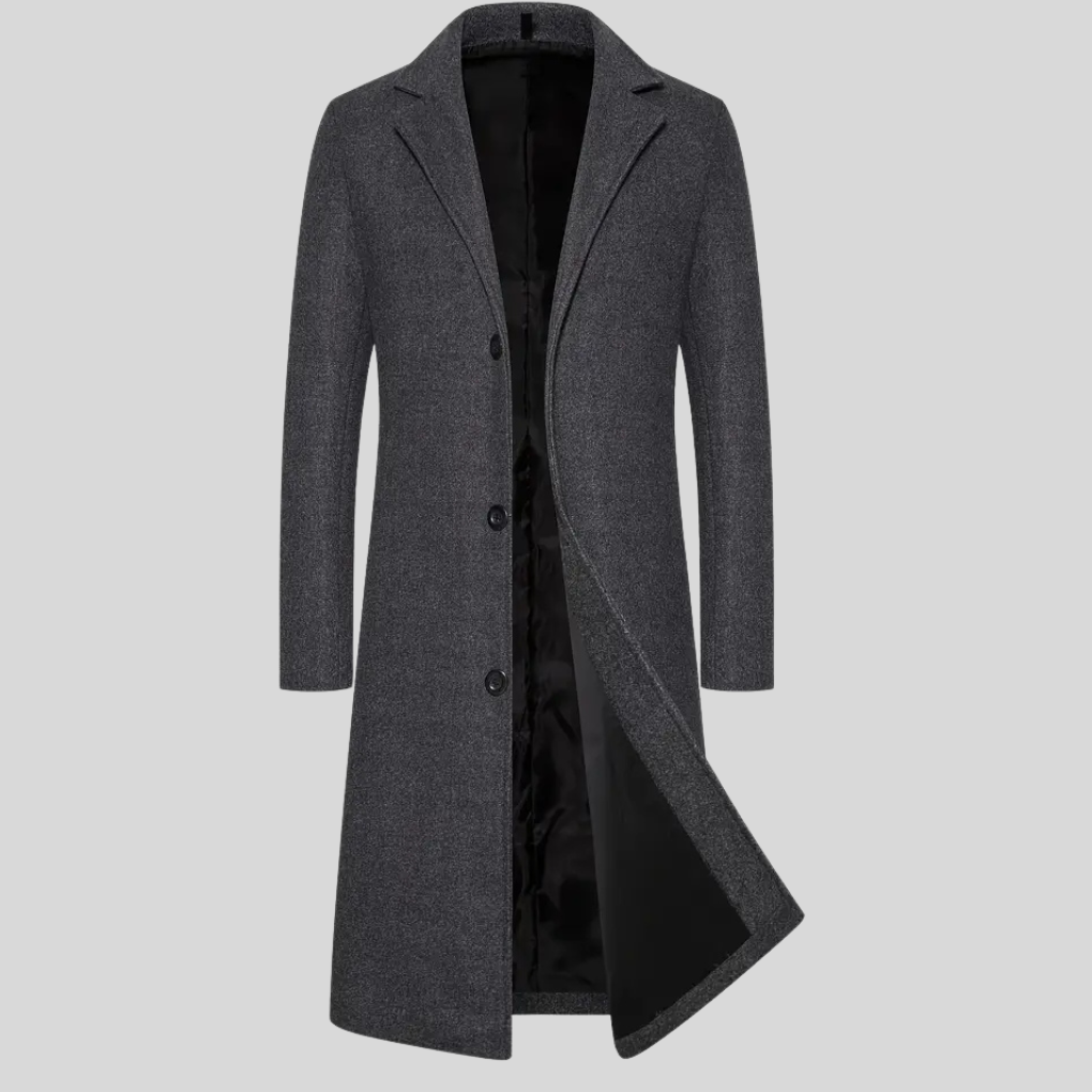 Men's Long Wool Blend Overcoat | Double Lapel Winter Coat