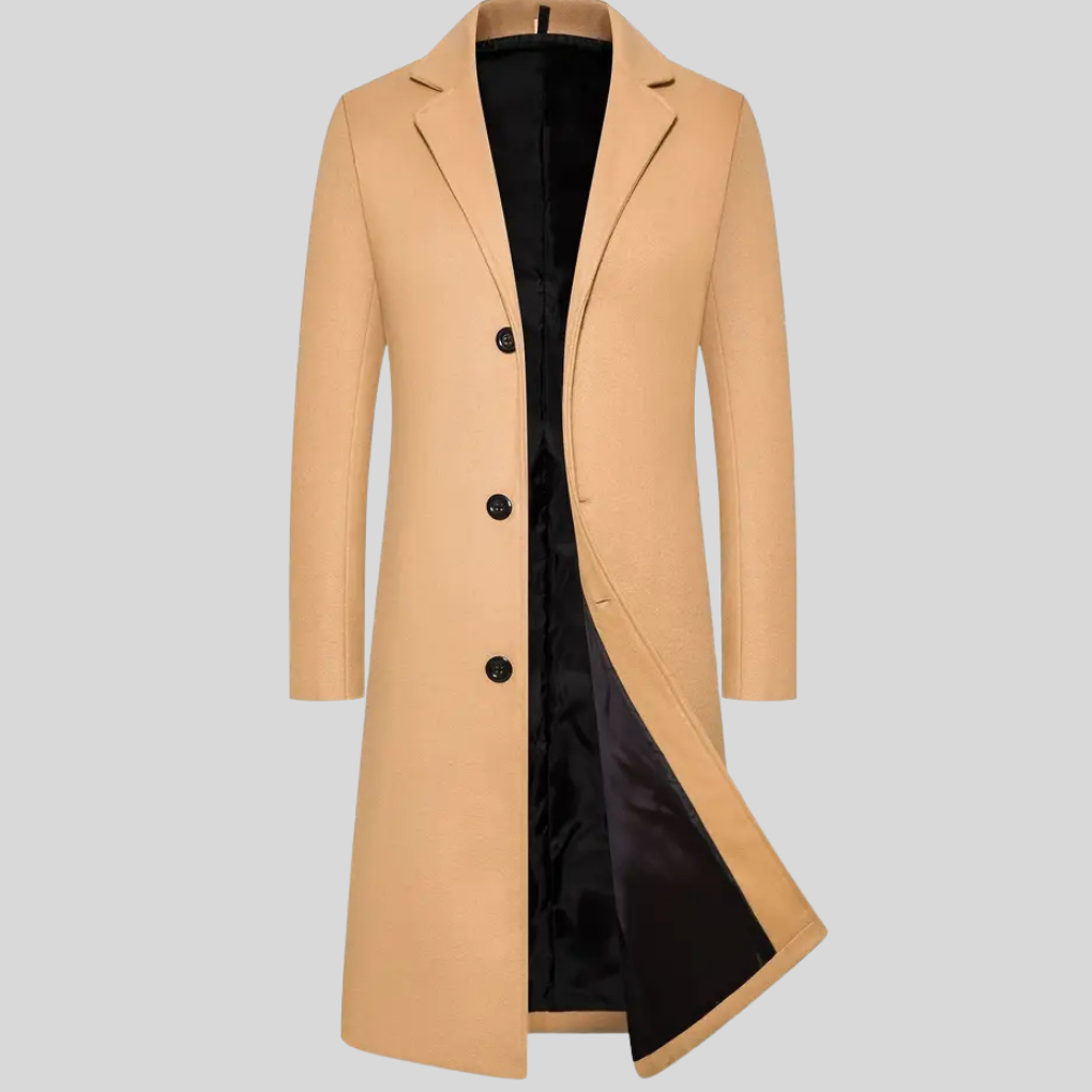 Men's Long Wool Blend Overcoat | Double Lapel Winter Coat