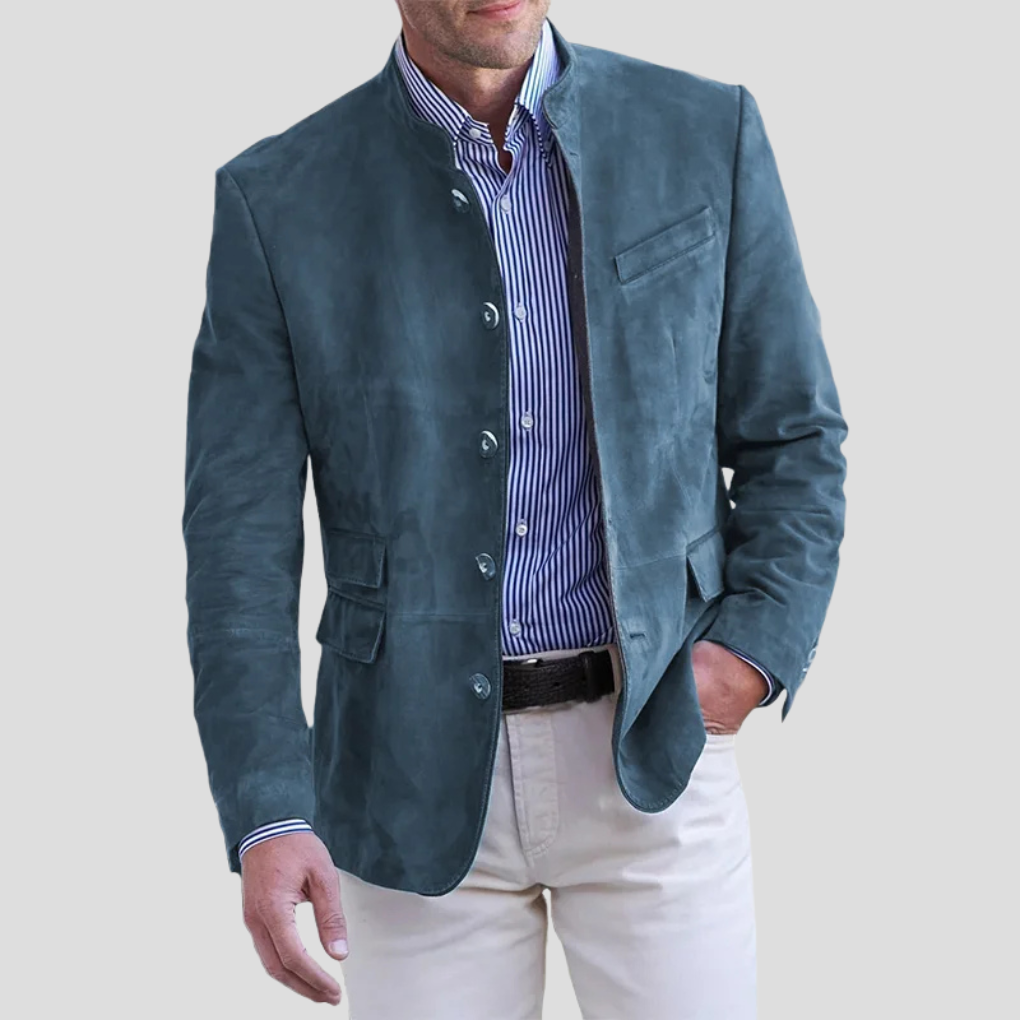Men's Classic Blazer - Notched Lapel Single-Button Suit Jacket
