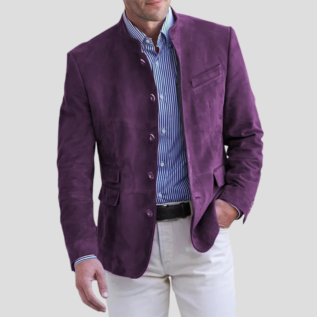 Men's Classic Blazer - Notched Lapel Single-Button Suit Jacket