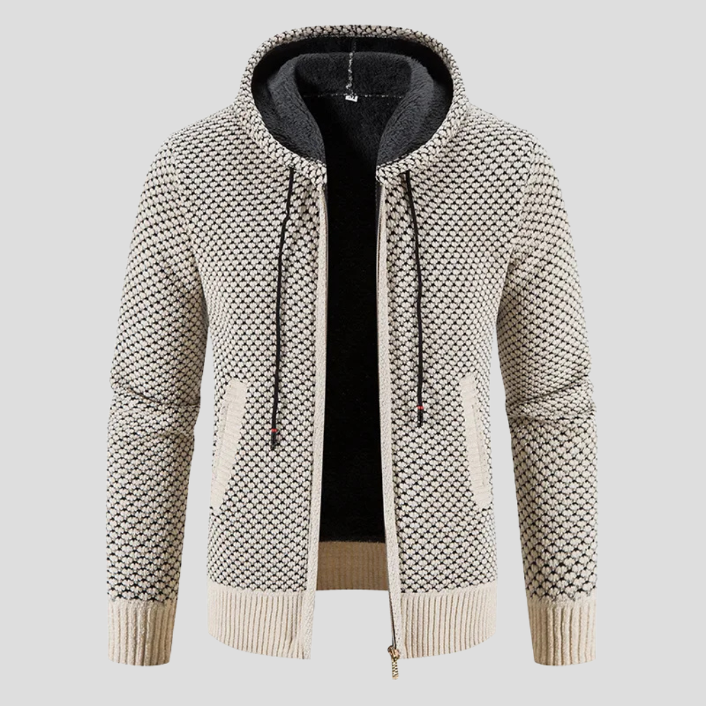 Men's Zip-Up Cardigan Sweater, Knit Blend Layering Jacket