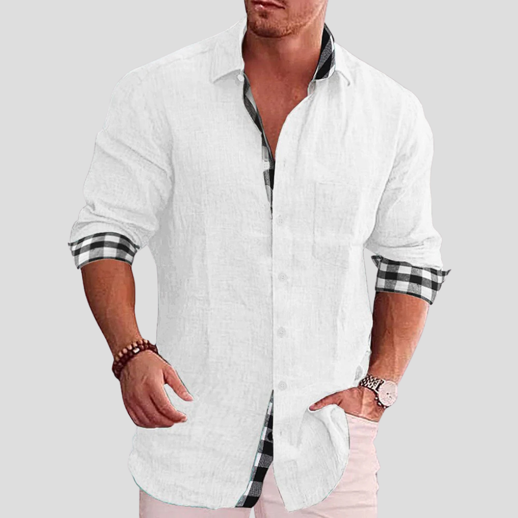 Men's Everyday Shirt, Woven Cotton Blend Button-Up with Chest Pockets