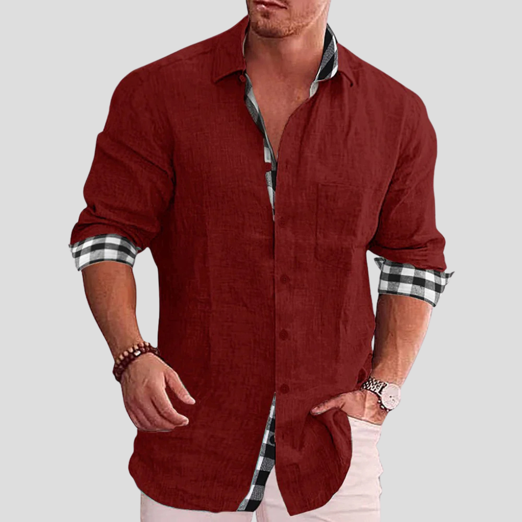 Men's Everyday Shirt, Woven Cotton Blend Button-Up with Chest Pockets
