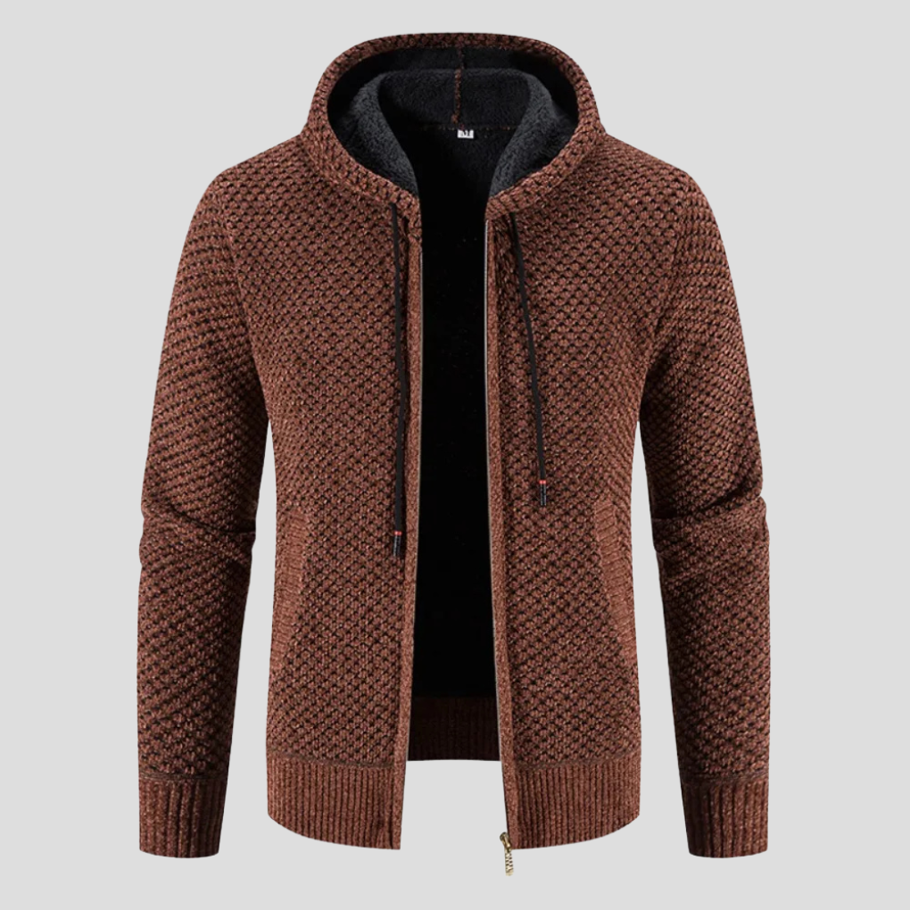 Men's Zip-Up Cardigan Sweater, Knit Blend Layering Jacket