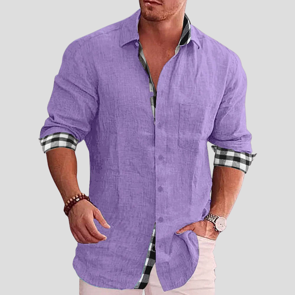 Men's Everyday Shirt, Woven Cotton Blend Button-Up with Chest Pockets